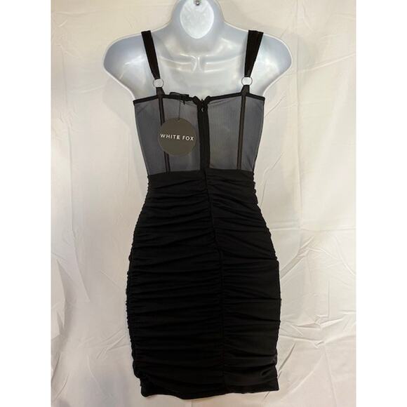 NEW White Fox Corset Dress Size XS Mesh Ruched Mini Black,Party, Club NWT - Picture 4 of 8